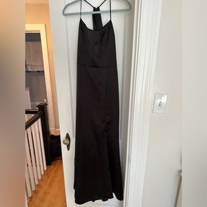 Black Satin Cowl Neck Maxi Dress